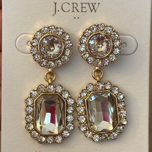 J. Crew Gold and Silver Crystal Drop Earrings